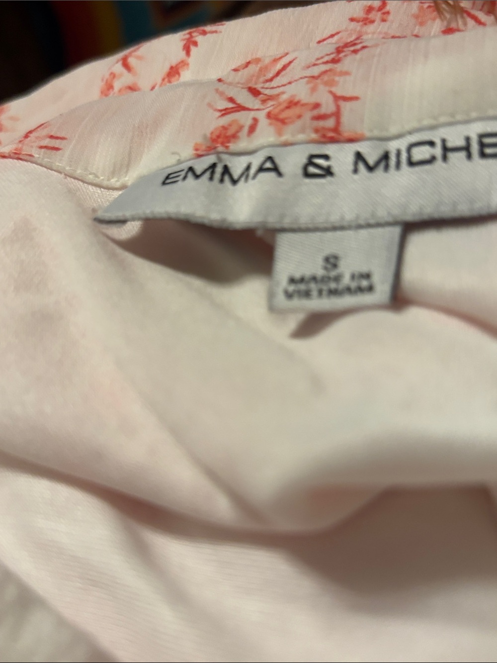 Emma & Michele White and Pink Printed Shirt A-line Dress retails $70 - Picture 3 of 12